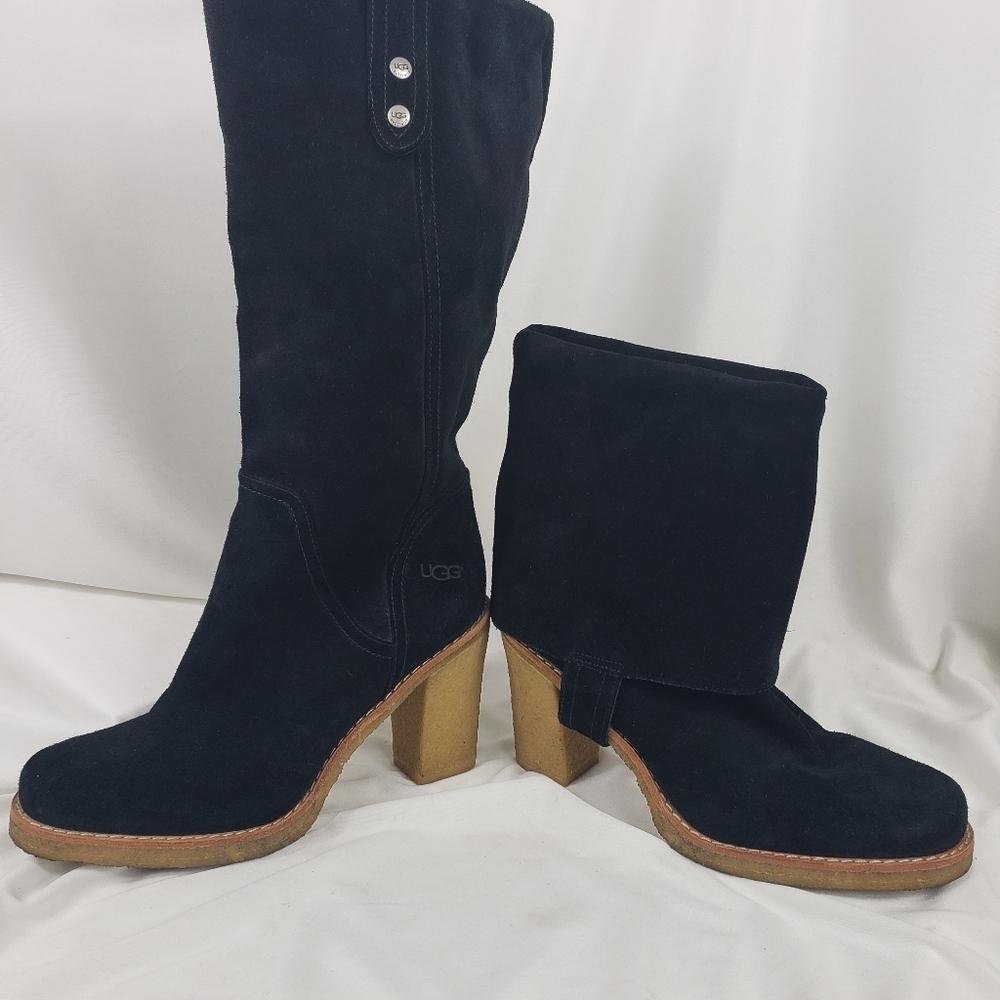 UGG Josie Black Suede Foldover Boot